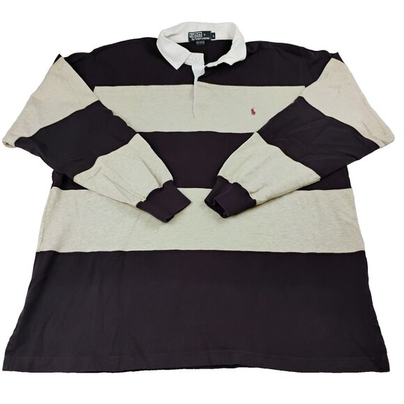 VTG Polo Ralph Lauren LS Rugby Style Color Block Striped Shirt Men's Size Large - Picture 1 of 7